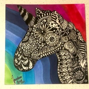 Silhouette Unicorn 🦄 Fantasy Collection 6” x 6” Handmade Original Art